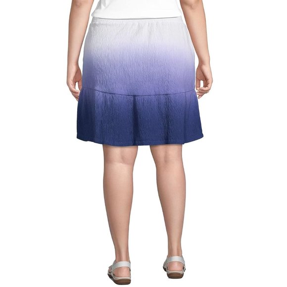 NWT  Lands End Womens Hi Rise Pull On Tiered Skirt Blue Ombre Size L $75 LE15 - Picture 4 of 5